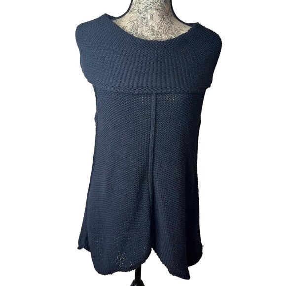 PURE HANDKNIT Rolled Hem Knit Tunic Top S/M Black Off Shoulder Sweater Artisan - Picture 3 of 8